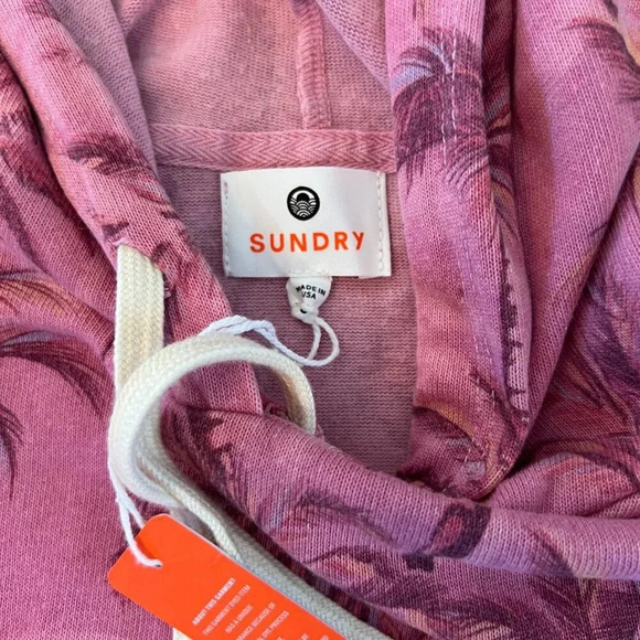 SUNDRY Anthropologie Palm Isle Hoodie Sweatshirt Size Large L  Tropical NWT - Picture 6 of 7